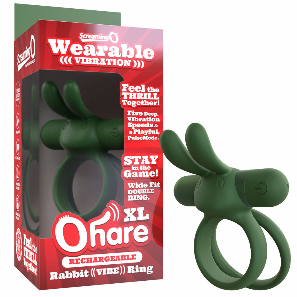 Rechargeable Ohare XL Vibrating Ring with Soft Touch Bullet – Green