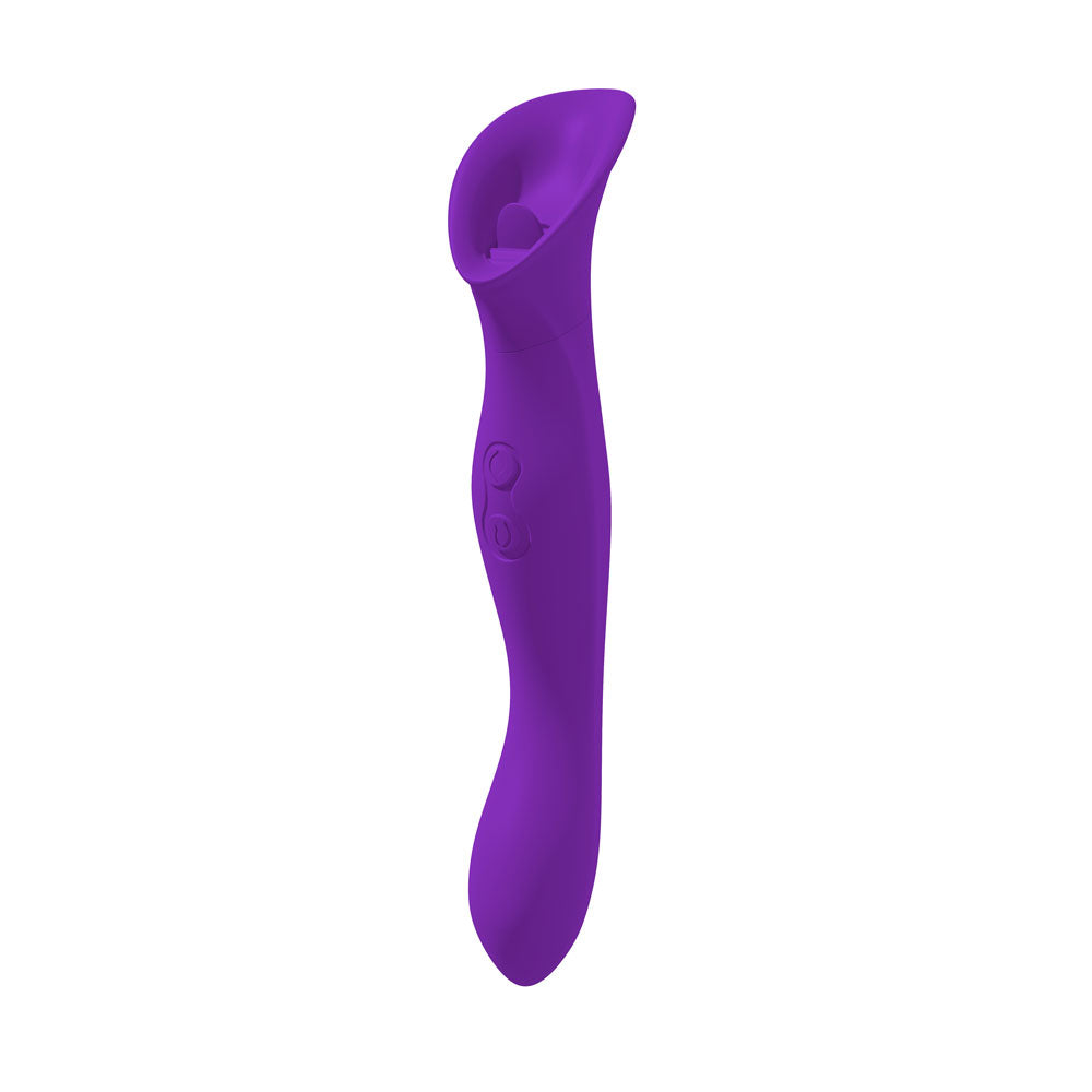 Petallux Clitoral Stimulator - Dual-Ended Waterproof Silicone Vibrator - Purple