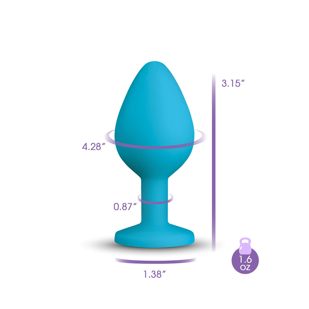 Gemma Teal Silicone Anal Plug with Clear Iridescent Gemstone – Medium