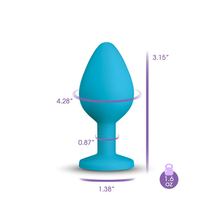 Gemma Teal Silicone Anal Plug with Clear Iridescent Gemstone – Medium