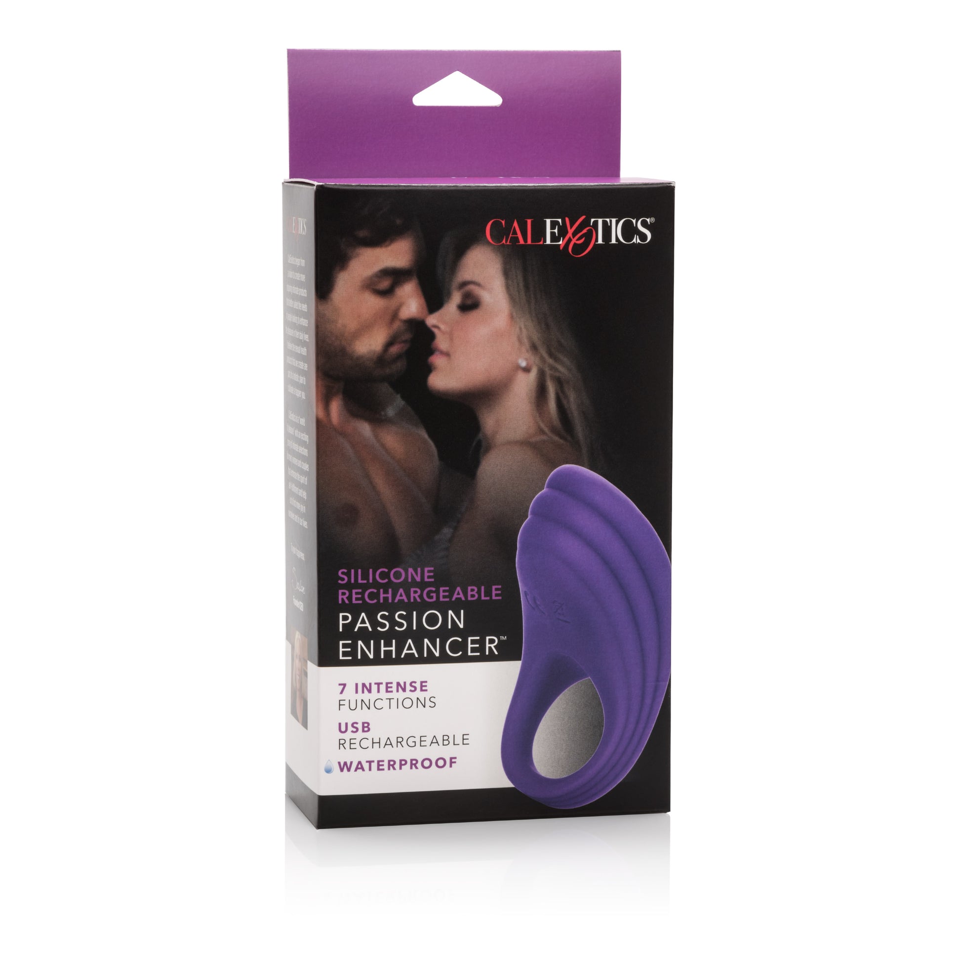 CalExotics Silicone Rechargeable Passion Enhancer – Purple – Multi-Function Vibrating Ring
