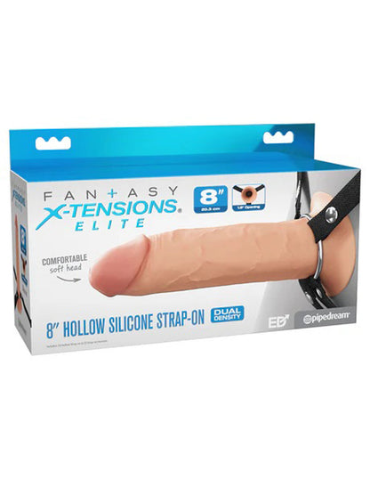 Fantasy X-Tensions Elite 8" Silicone Hollow Strap Dual Density - White