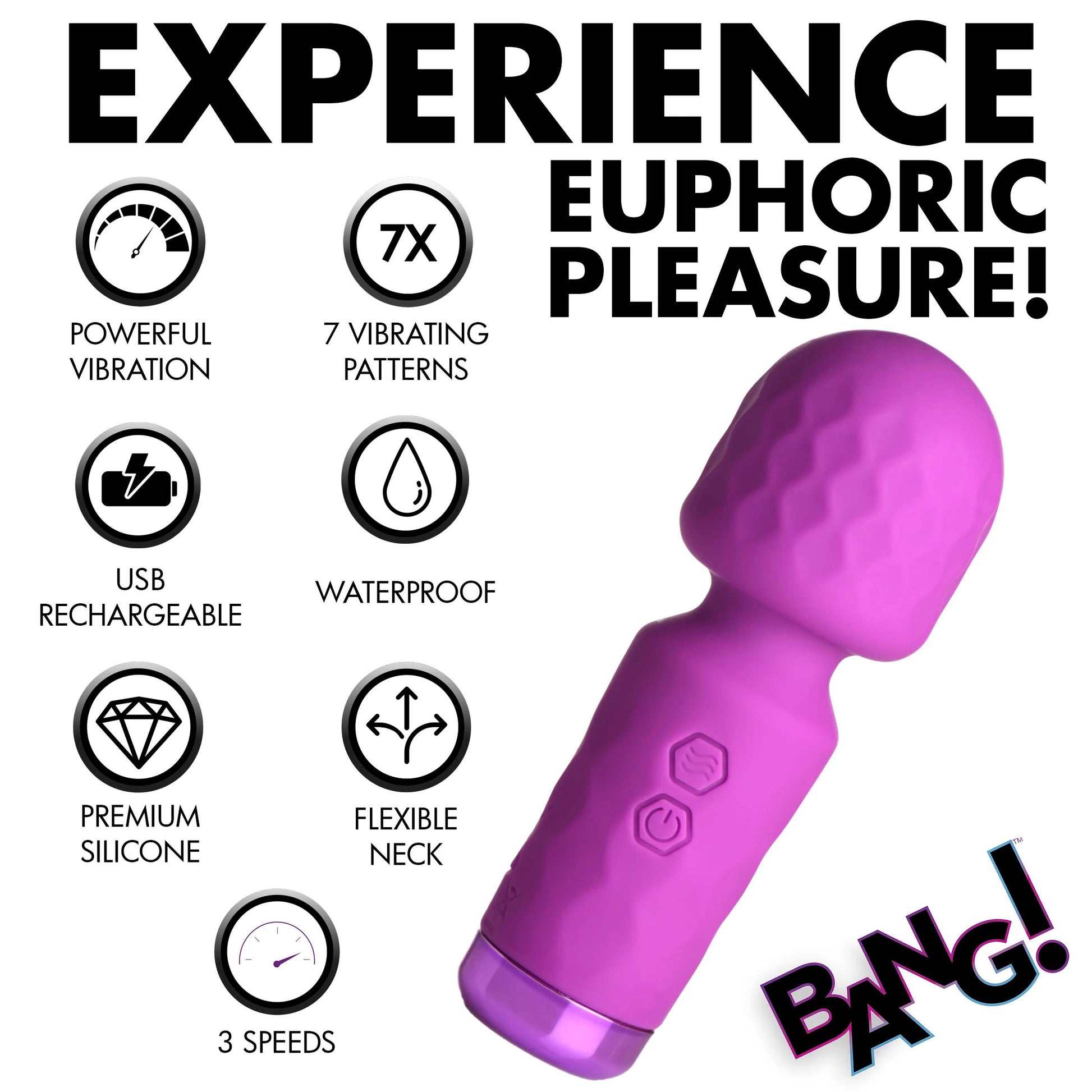 XR Brands 10x Mini Silicone Wand – Purple – Multi-Speed, Waterproof