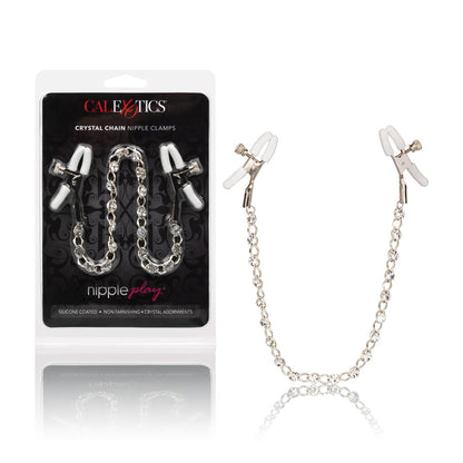 CalExotics Nipple Play Crystal Chain Nipple Clamps – Adjustable with Crystals – White