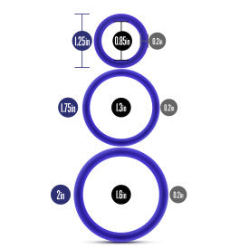 Blush Performance Vs4 Pure Premium Silicone Cockring Set – Indigo – 3 Sizes