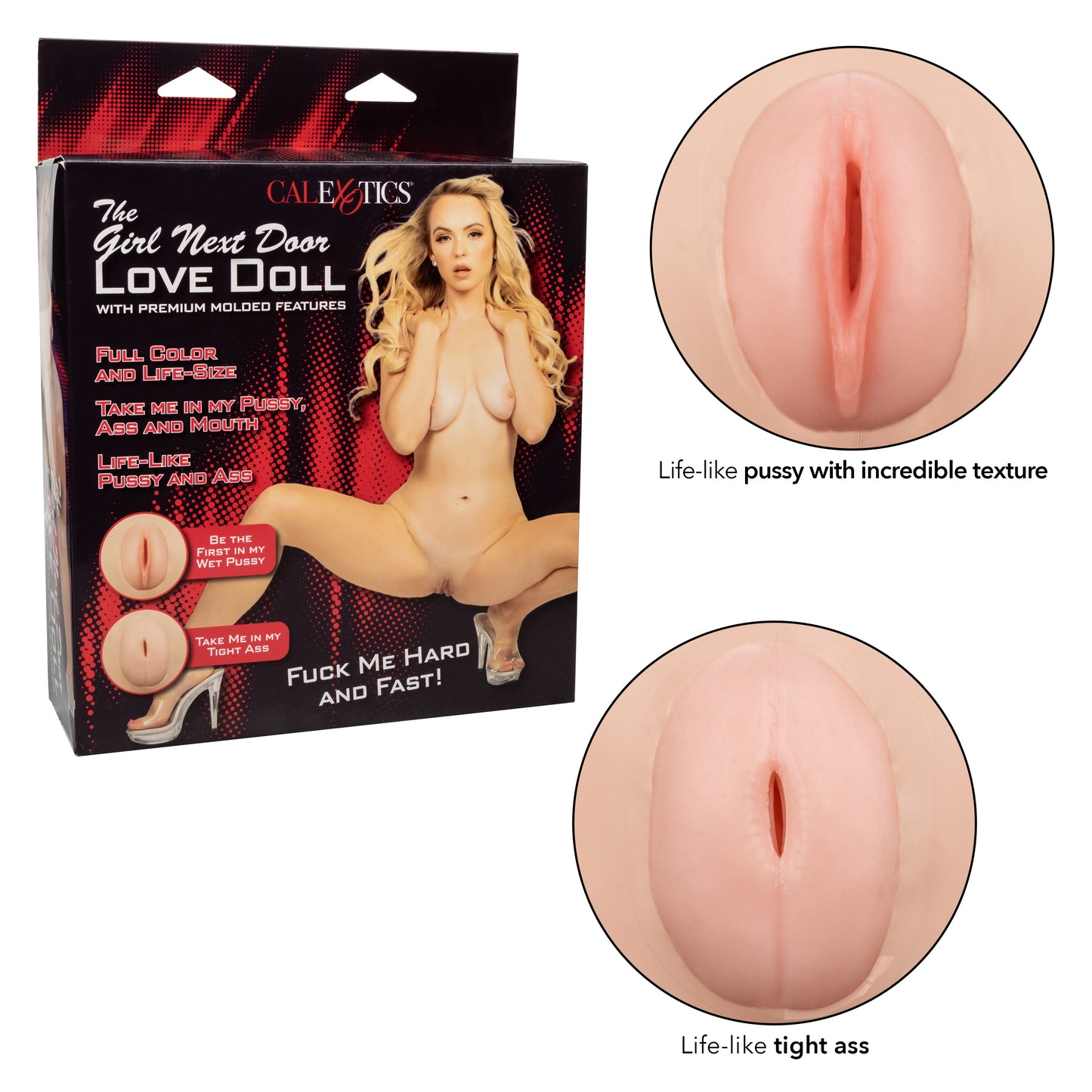 CalExotics Girl Next Door Love Doll – Life-Size with 3 Love Holes – PVC Plastic