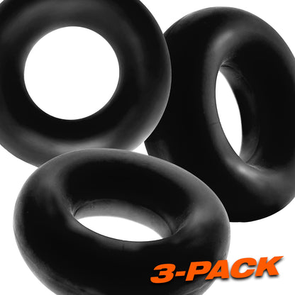 Oxballs Fat Willy 3-Pack Jumbo C-Rings - Black - Non-Rolling Grip Design