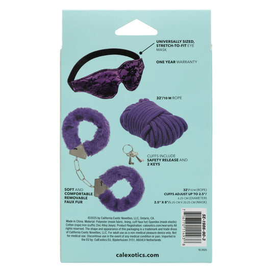 CalExotics Pleasure Kits Indulgent Collection - Soft Cuffs and Eye Mask - Purple