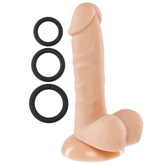 Cloud 9 Pro Sensual Premium Silicone 6 Inch Dong with 3 Cockrings - Flesh