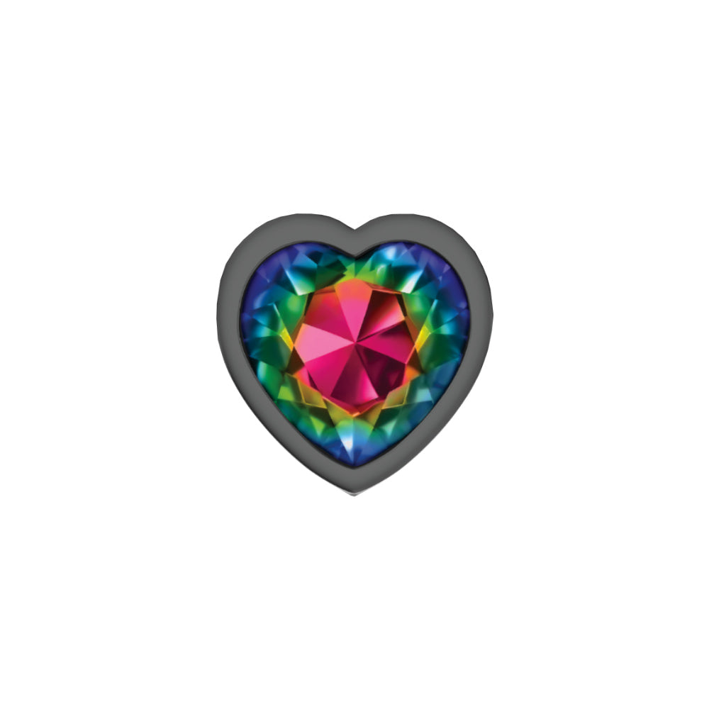 Cheeky Charms Rainbow Heart Gunmetal Metal Anal Plug – Medium