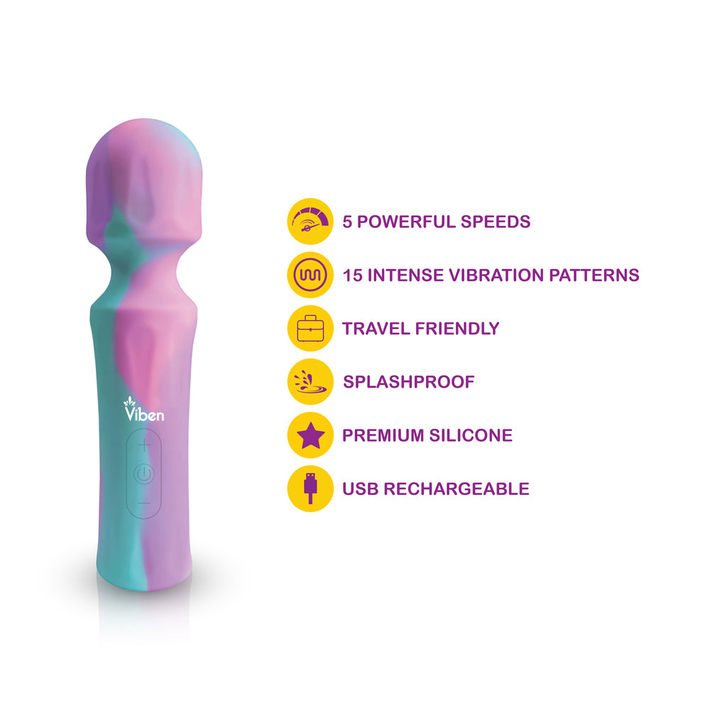 Mighty Muse Mini Massager - Unicorn - Powerful Wand with 5 Speeds and 15 Vibration Patterns
