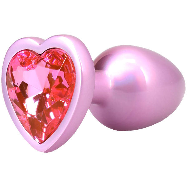 Doc Johnson Booty Bling Metal Heart Plug - Medium - Phthalate-Free - Pink