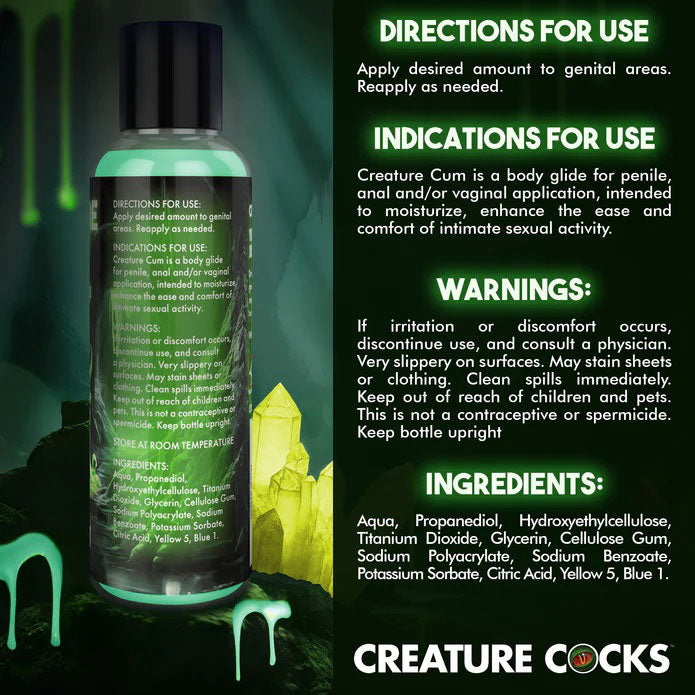 XR Brands Creature Cum Green Water-Based Lubricant 4oz – Body-Safe, Unscented