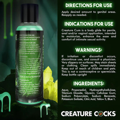 XR Brands Creature Cum Green Water-Based Lubricant 4oz – Body-Safe, Unscented