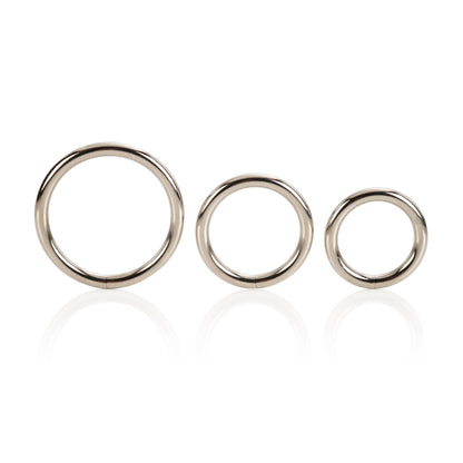 CalExotics Silver Ring 3 Piece Set - Steel Rings with Silver Plating