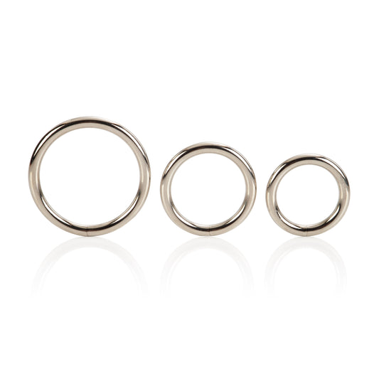 CalExotics Silver Ring 3 Piece Set - Steel Rings with Silver Plating