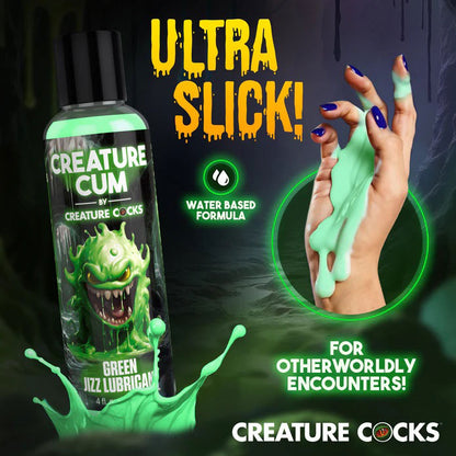 XR Brands Creature Cum Green Water-Based Lubricant 4oz – Body-Safe, Unscented