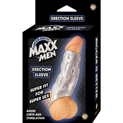 Maxx Men Erection Sleeve - Clear - Waterproof and Phthalate Free
