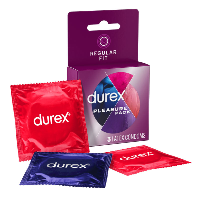 Durex Pleasure Pack - Assorted Condoms with Climax Control and Ribbed Texture