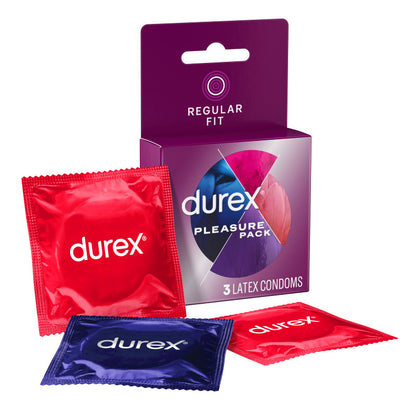 Durex Pleasure Pack - Assorted Condoms with Climax Control and Ribbed Texture