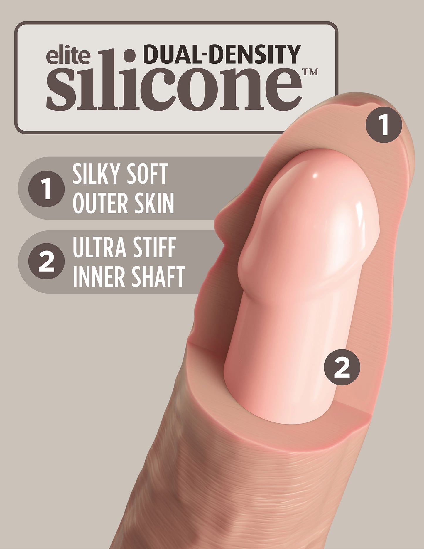 Pipedream King Cock Elite 7 Inch Vibrating Silicone Dual Density Cock with Remote – Beige