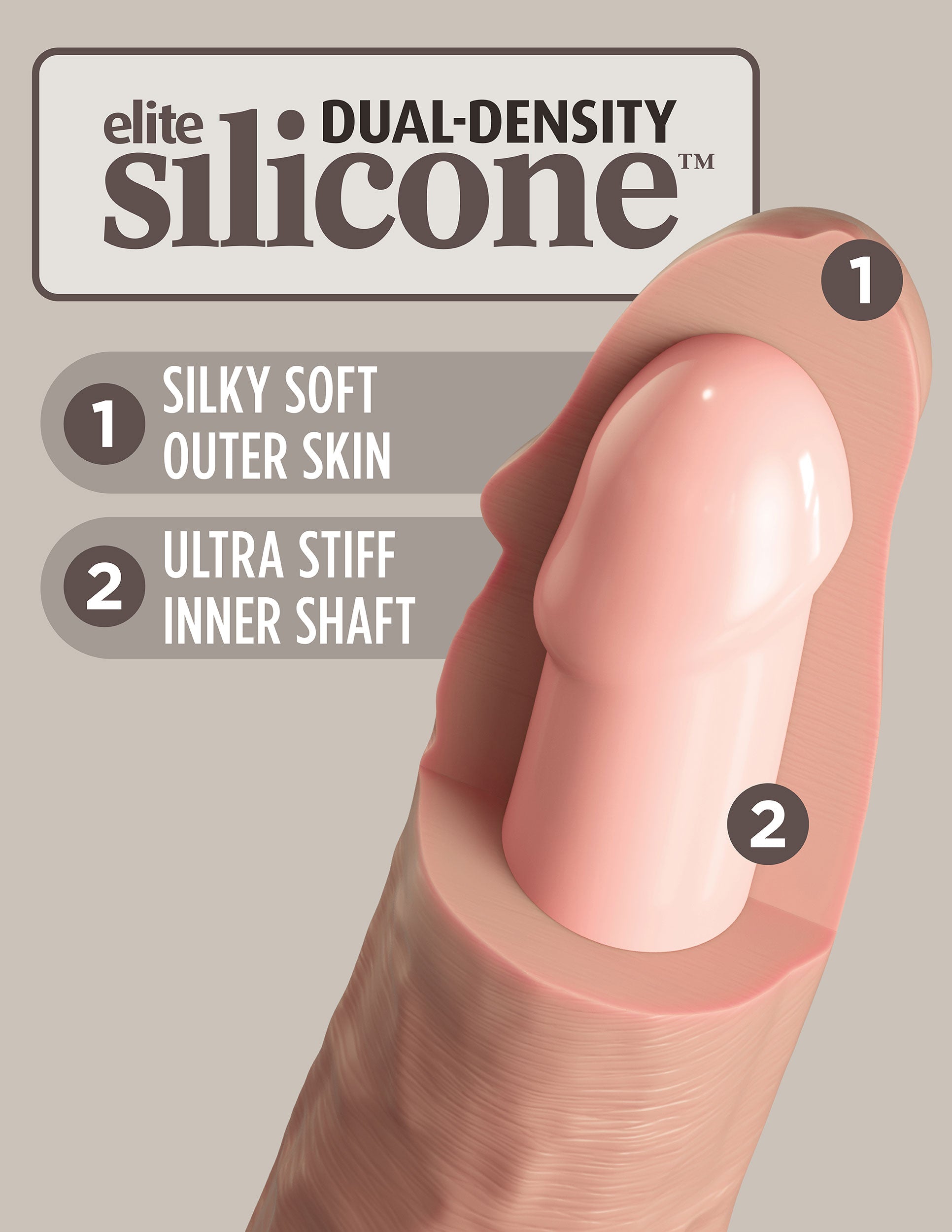 Pipedream King Cock Elite 7 Inch Vibrating Silicone Dual Density Cock with Remote – Beige