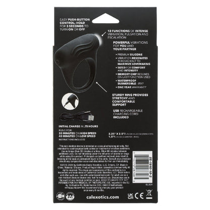 CalExotics Silicone Lover's Arouser Rechargeable Enhancer with Removable Stimulator - Black