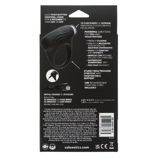 CalExotics Silicone Lover's Arouser Rechargeable Enhancer with Removable Stimulator - Black