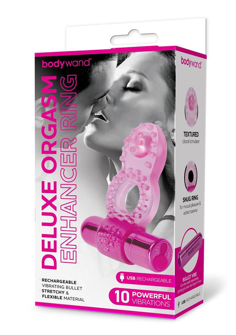 Bodywand Deluxe Orgasm Enhancer Ring - Pink - Rechargeable with 10 Vibrations