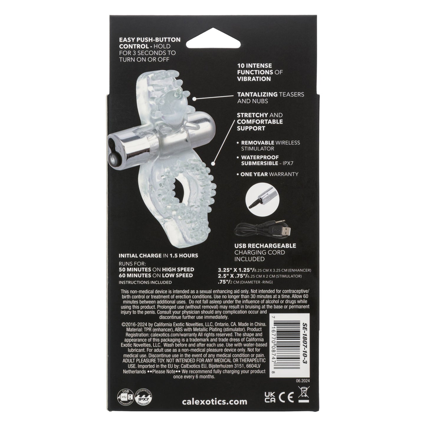 CalExotics Wireless Passion Enhancer Rechargeable Vibrating Accessory - Clear