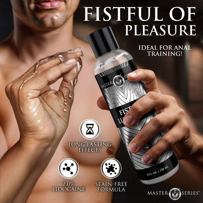 XR Brands Fisting Lubricant 8oz - Water-Based Anal Lubricant with Lidocaine - Clear