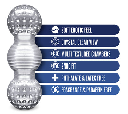 Rize Feelz Clear Male Stroker with Textured Chambers