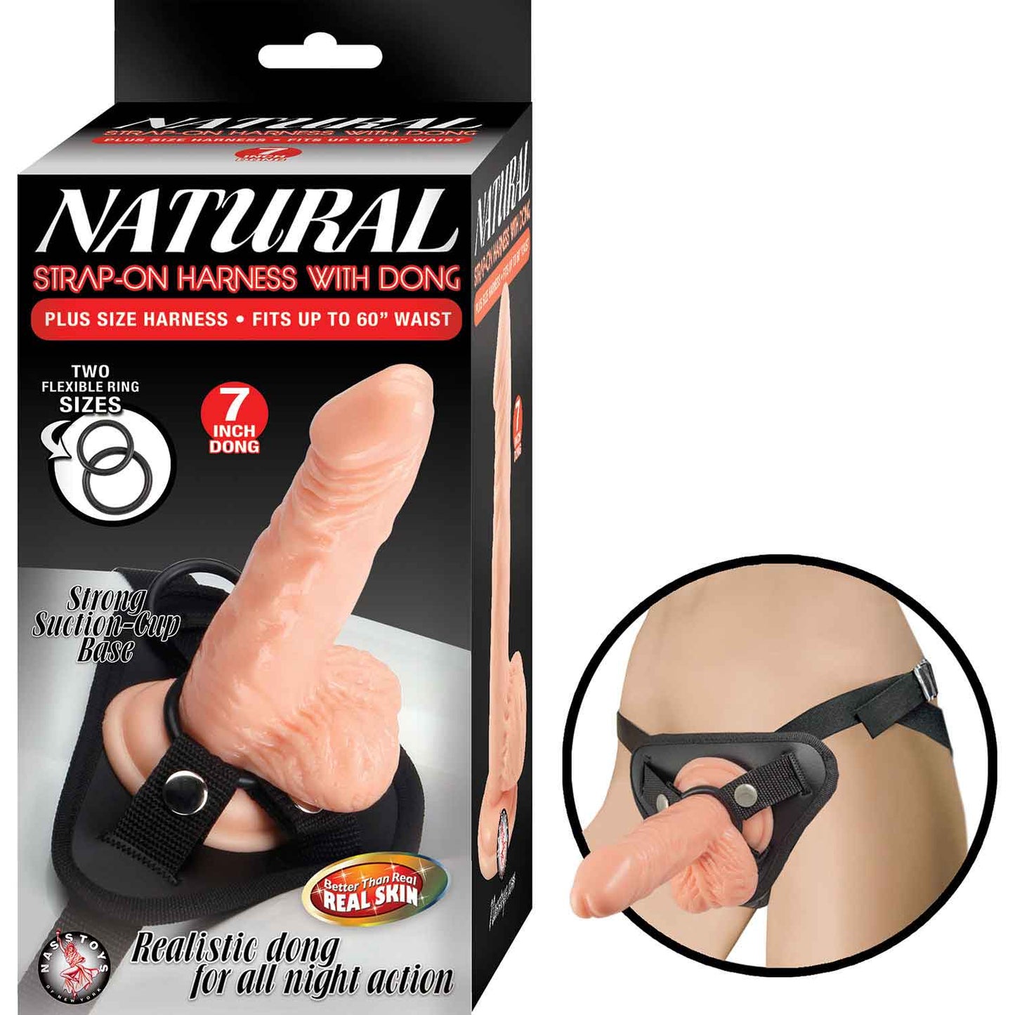 Nasstoys Natural Plus Size Strap-On Harness with 7-Inch Realistic Dildo - Beige