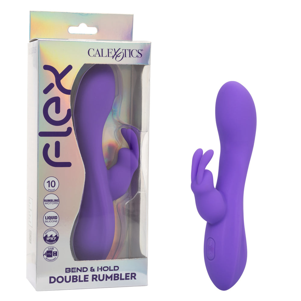 CalExotics Flex Bend & Hold Double Rumbler – Purple Dual Motor Massager