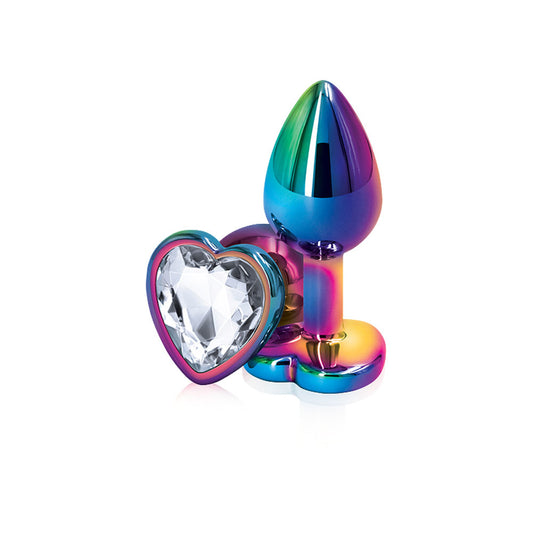 NS Novelties Rear Assets Multicolor Heart Anal Toy – Small – Clear