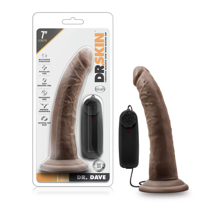 Dr. Skin Dr. Dave 7 Inch Vibrating Cock with Suction Cup - Chocolate