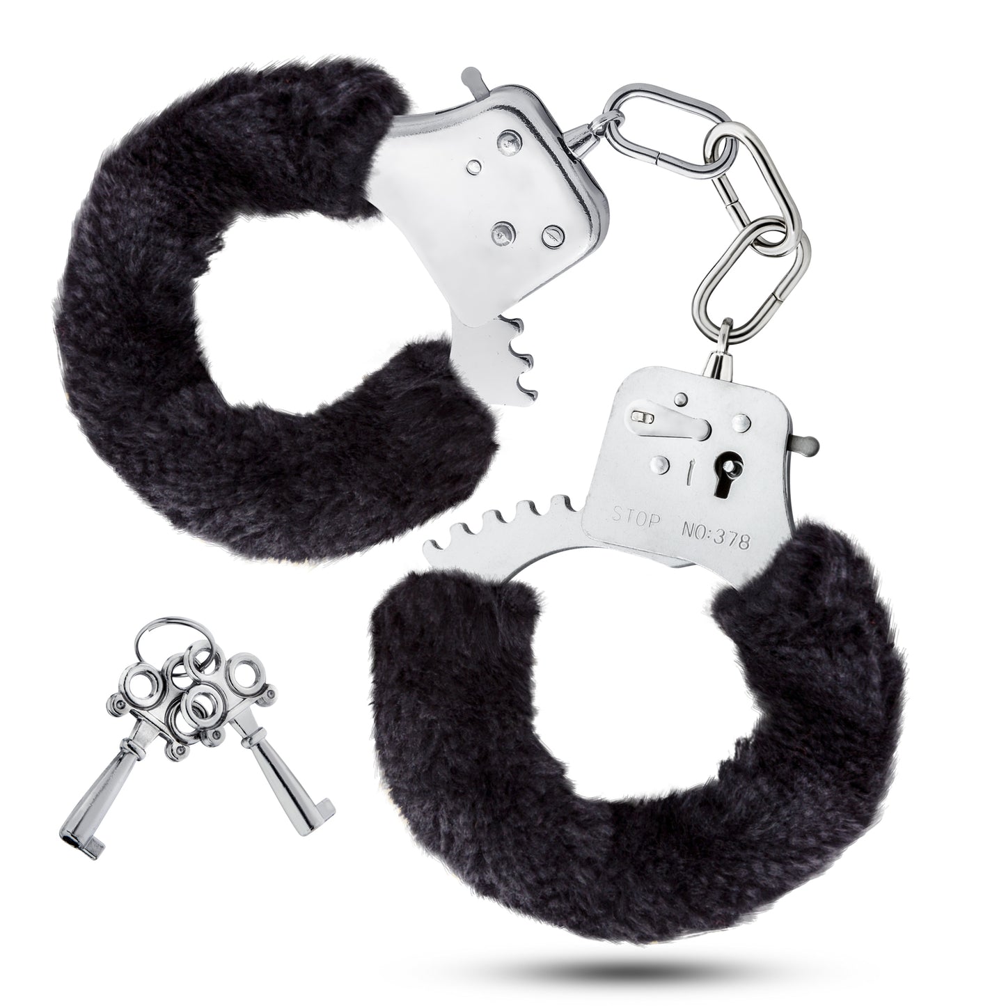 Blush Temptasia Cuffs - Adjustable Black Stainless Steel Cuffs with Safety Release Levers