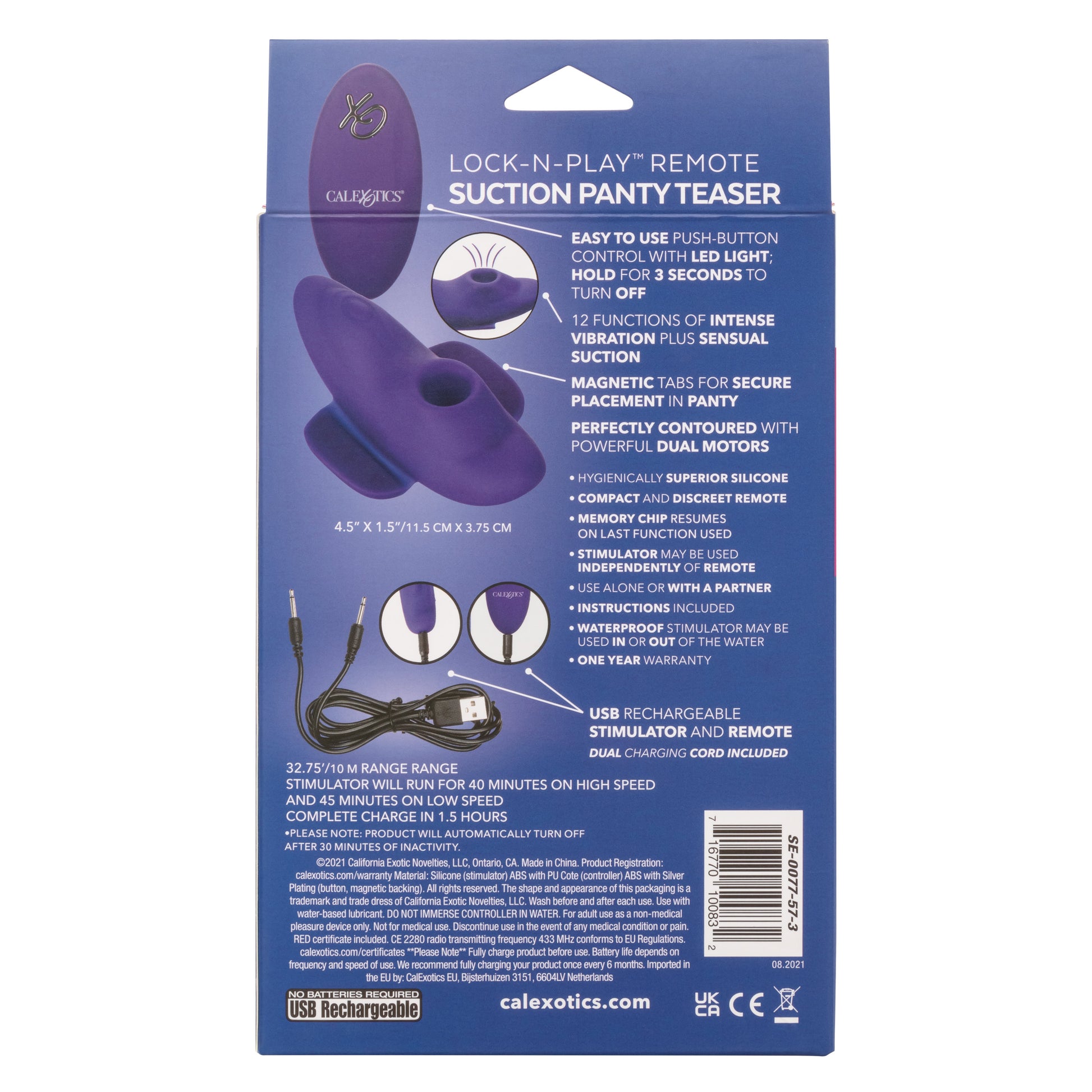 CalExotics Lock-N-Play Remote Suction Panty Teaser – Purple