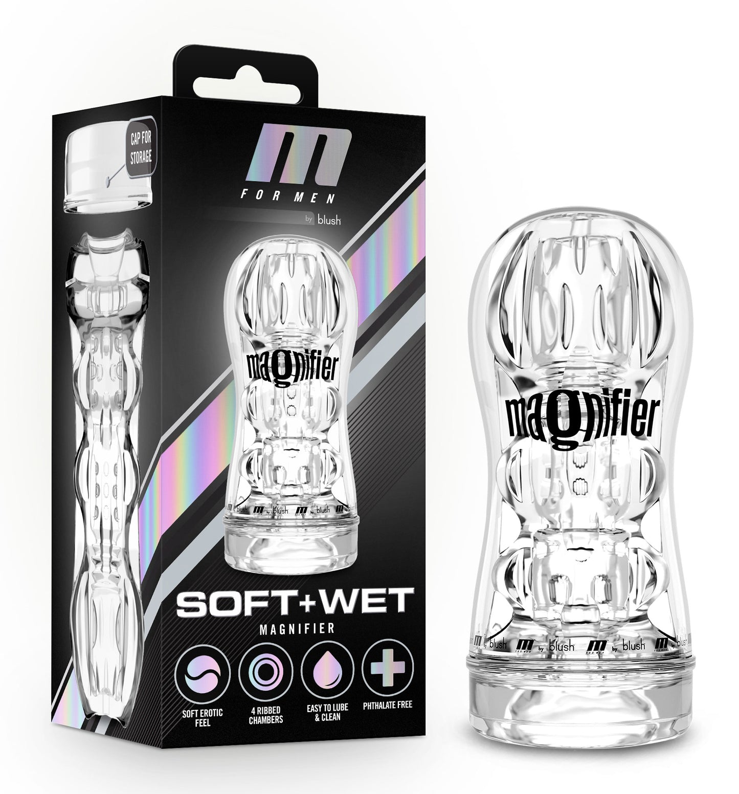 M for Men Magnifier - Pocket Stroker - Self-Lubricating - Clear