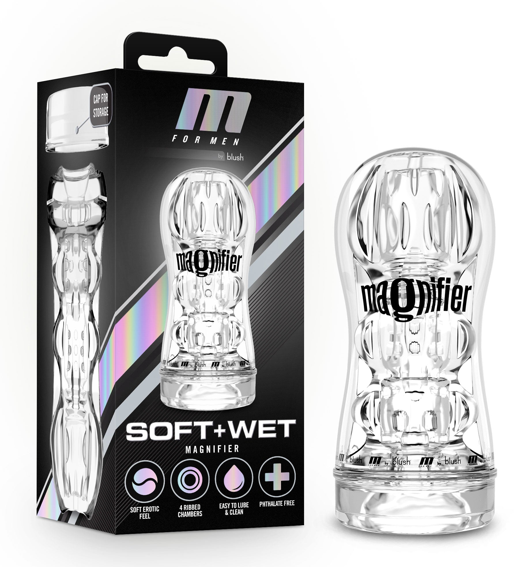 M for Men Magnifier - Pocket Stroker - Self-Lubricating - Clear