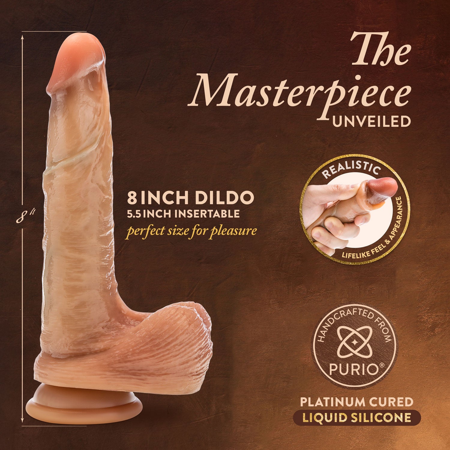 Renaissance DaVinci 8 Inch Realistic Dildo with Suction Cup - Tan