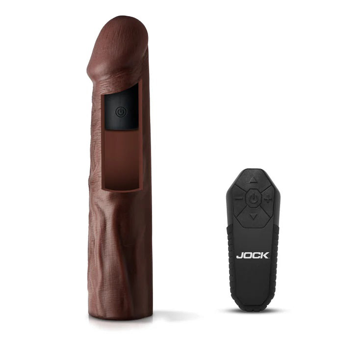 Curve Toys Jock Vibrating Penis Extension Sleeve with Remote - Dark