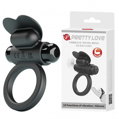 Pretty Love Debonaire Vibrating Cock Ring - Black
