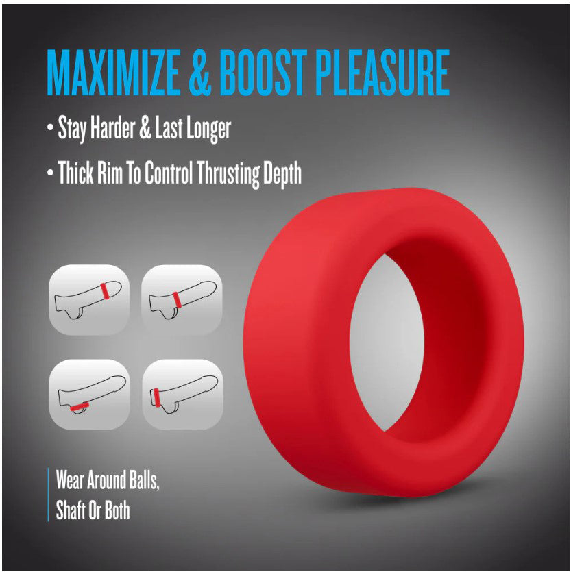 Blush Performance Plus Pursuit Cock Ring – Platinum-Cured Liquid Silicone, Red
