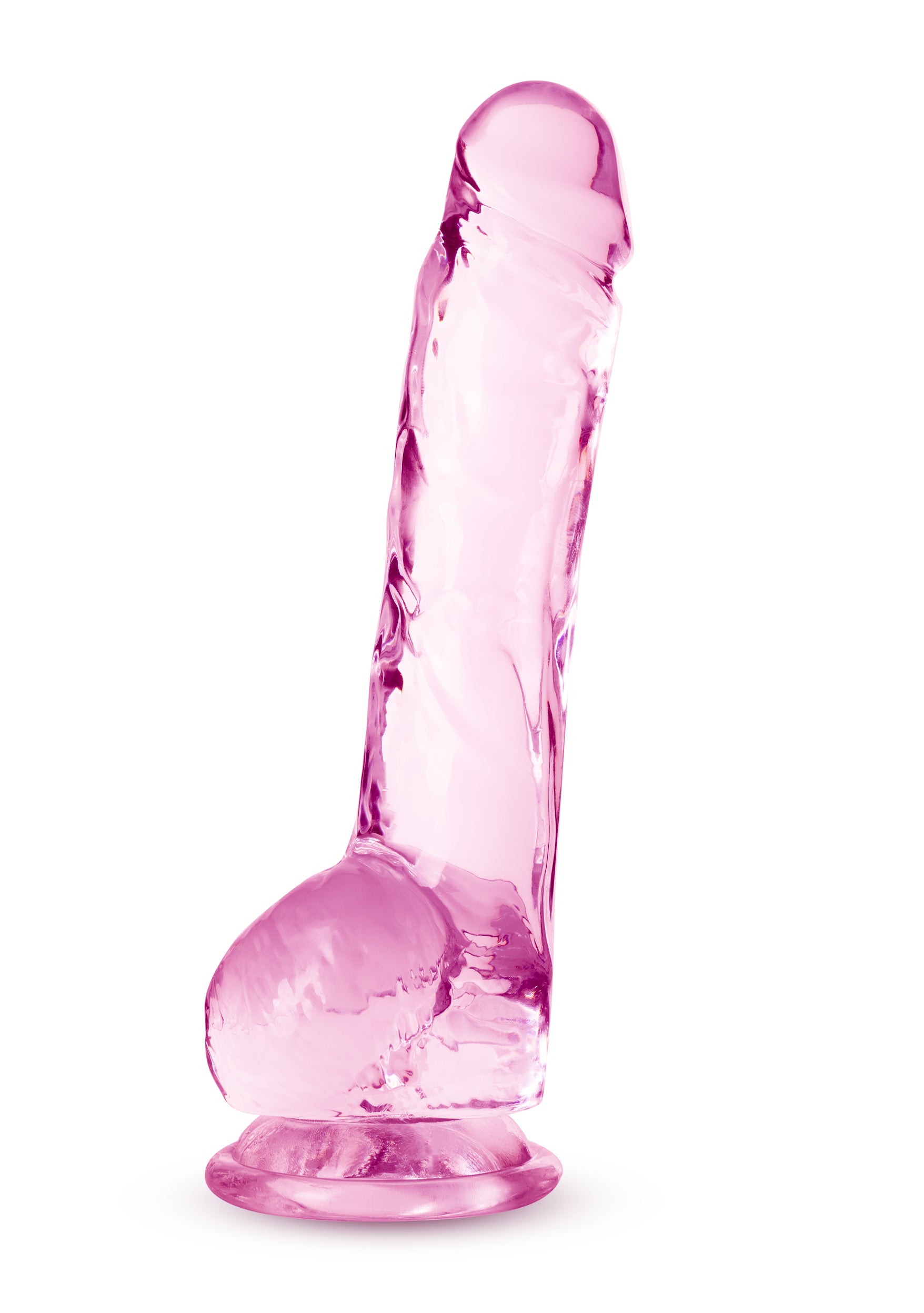 Blush Naturally Yours 8 Inch Crystalline Dildo - Pink - Suction Cup & Harness Compatible