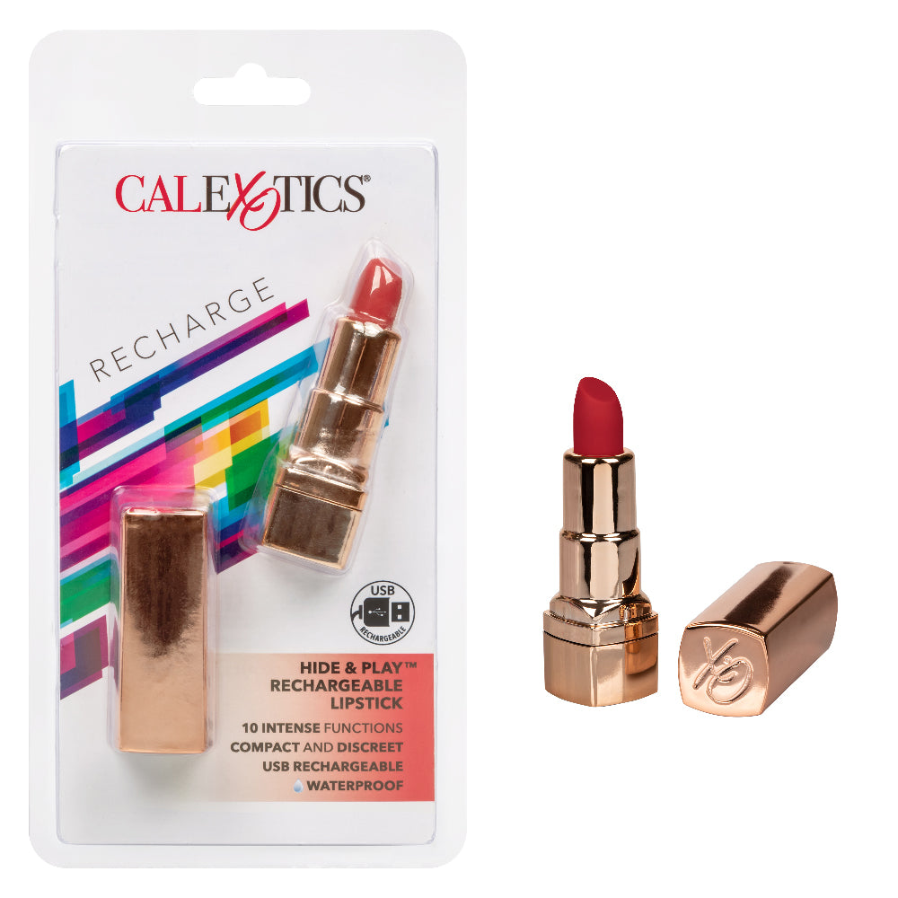 CalExotics Hide and Play Rechargeable Lipstick Vibe – Pink – Multi-Function Waterproof