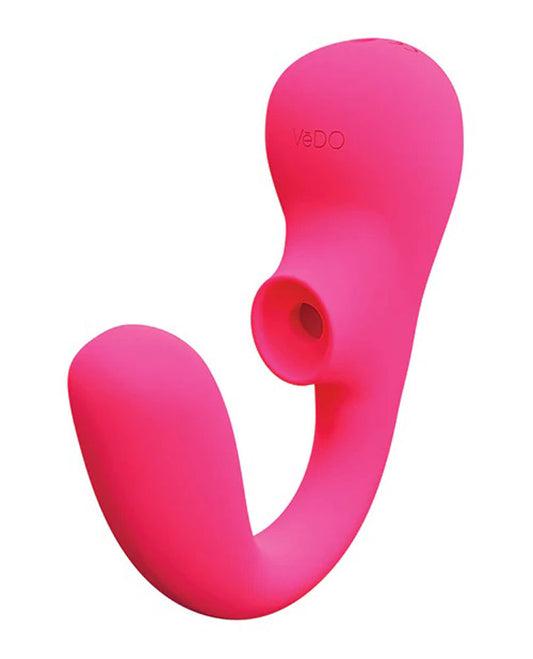 VeDO Suki Plus Rechargeable Dual Sonic Vibe - G-Spot and Clitoral Stimulation - Foxy Pink