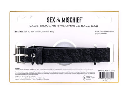 Sportsheets Lace Silicone Breathable Ball Gag – Black