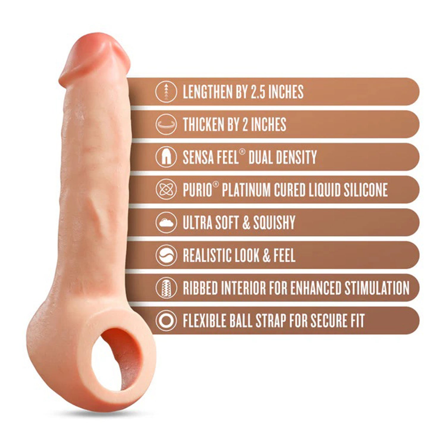 Blush Performance Plus Thrive Silicone Penis Extender - Beige - 2.5 Inch Length Increase