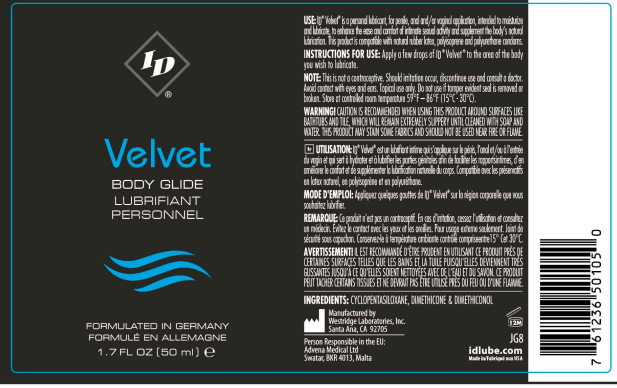 ID Velvet Body Glide 1.7 Oz – Fragrance-Free Personal Lubricant